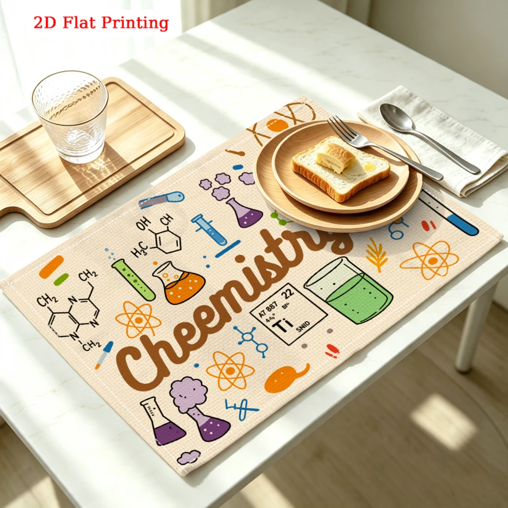 Chemistry Science Lab Kitchen Placemat Chemistry Science Lab Linen Pad Dish Coffee Cup Table Mat 1PC 30x40cm