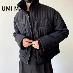 UMI MAO Yamamoto Dark Casual Ascetic Stand-up Collar Short Cotton Jacket Trend Simple Design Section Coat Men Women Winter Y2K