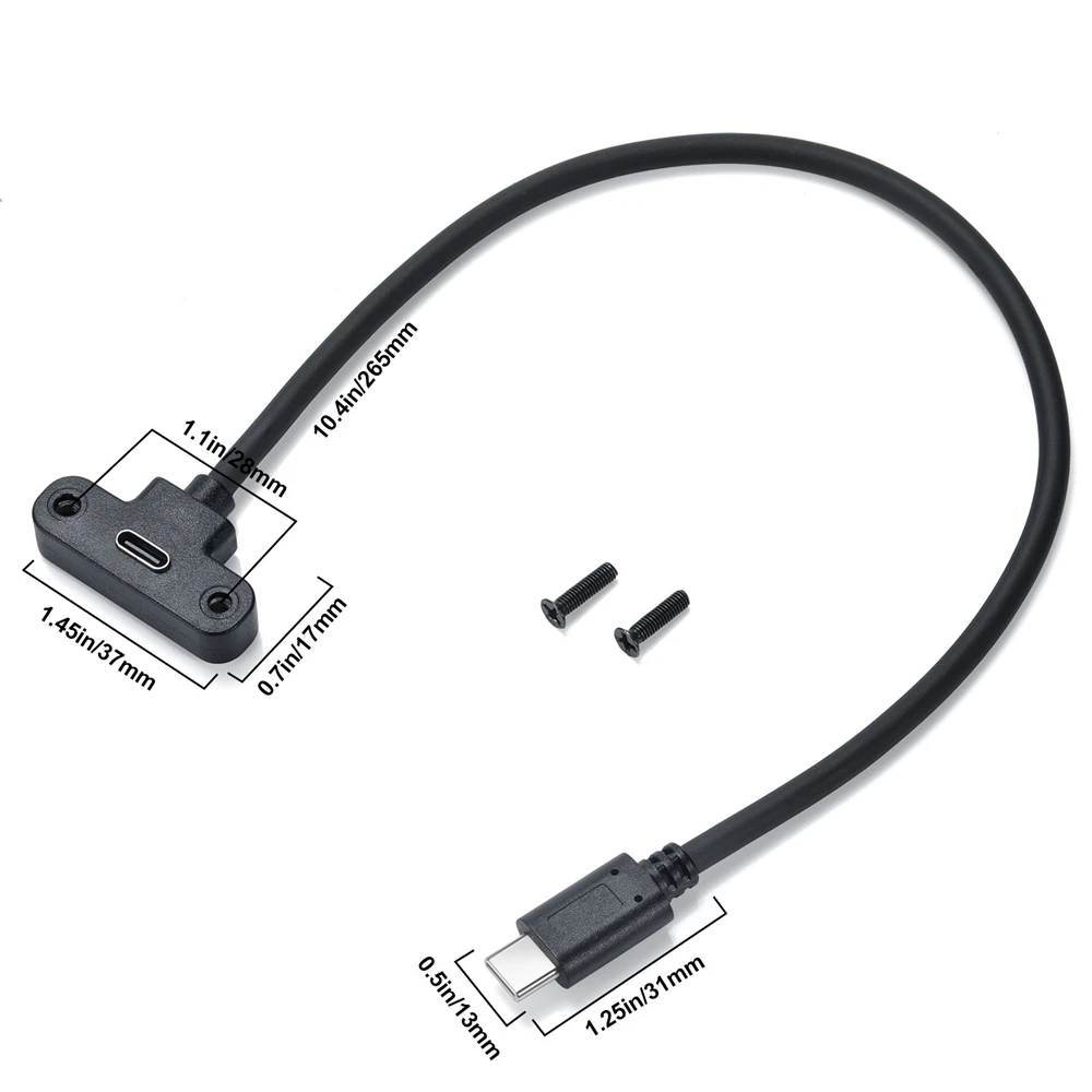 ZIHAN USB-C 카메라 VR용 C 타입 수-업 앵글 암 익스텐션 데이터 나사 잠금 케이블, 480Mbps