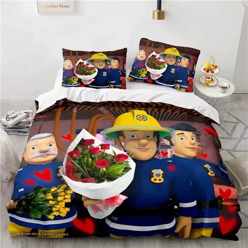 Cartoon Fireman Sam Toys Bedding Set For Bedroom Soft Modern Bedspreads Comefortable Kids Duvet Cover Quilt Cover And Pillowcase