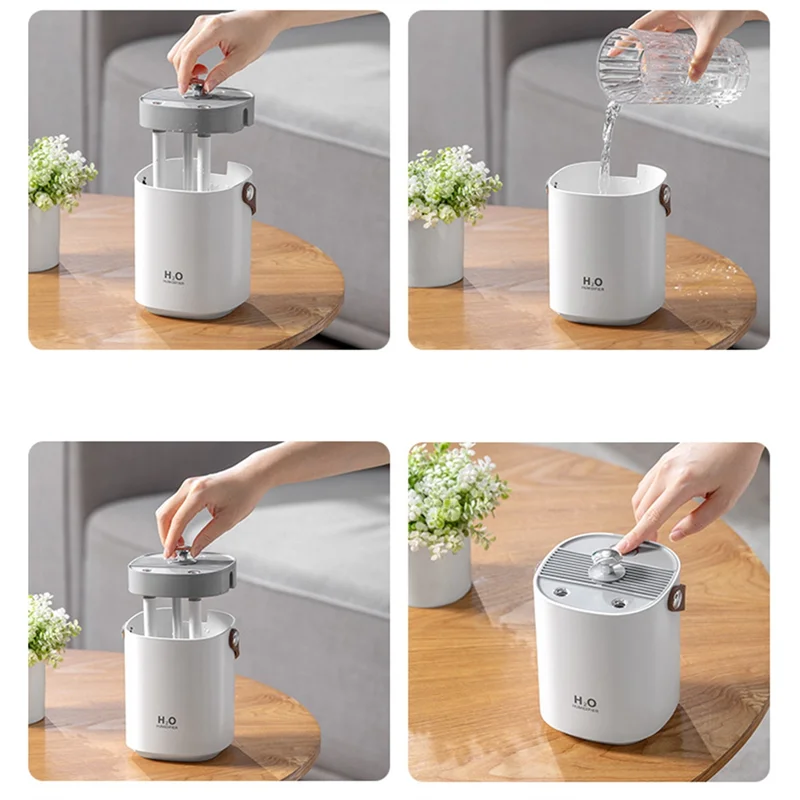 Humidificateur d'air à double pulvérisation, pulvérisateur de brume fraîche muet, diffuseur de grande capacité, atomiseur blanc, bureau USB, 1200ml