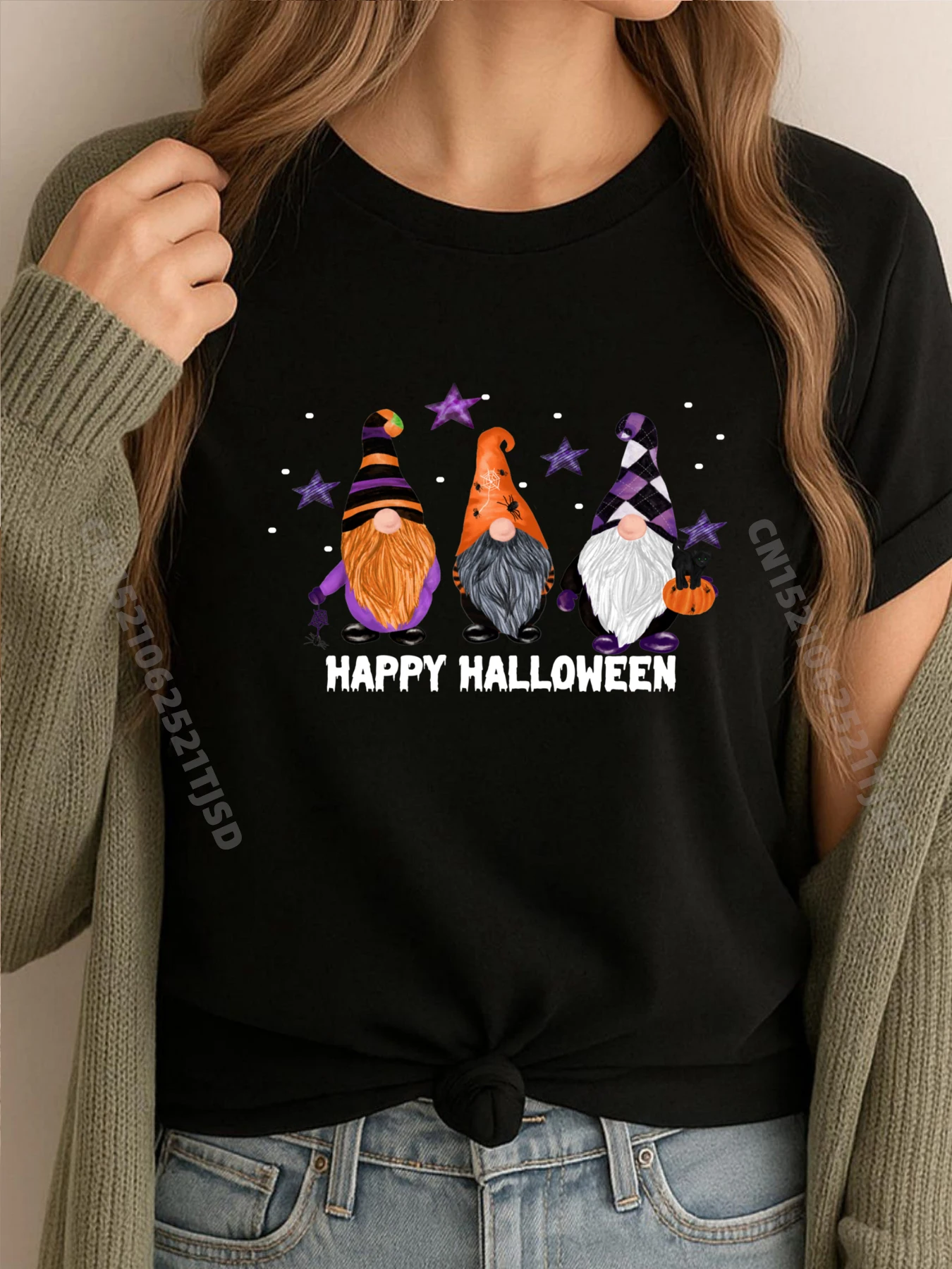 

Хэллоуин милые гномы тыква кошка осенние пижамы белая футболка с рисунком футболка с короткими рукавами ретро стираные топы футболки с графикой