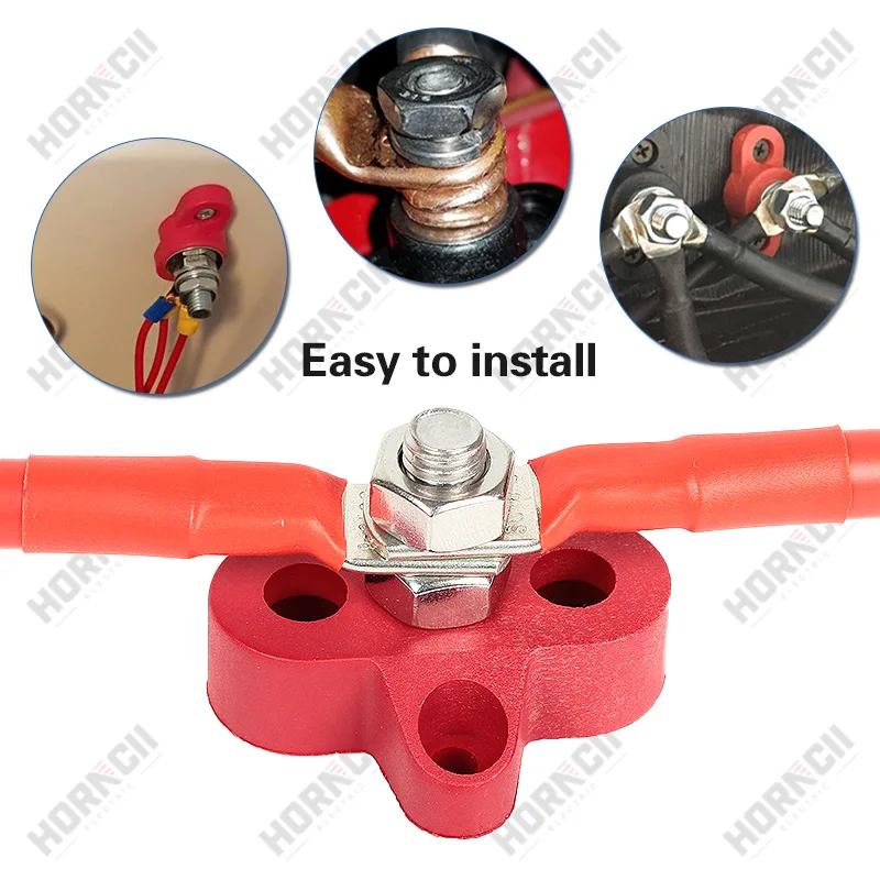 Terminal Block Stud M6 M8 M10 DC 48V Busbar Terminal Stud Positive Negative Junction Fixed Wiring Bolt for Truck RV Ship Boat