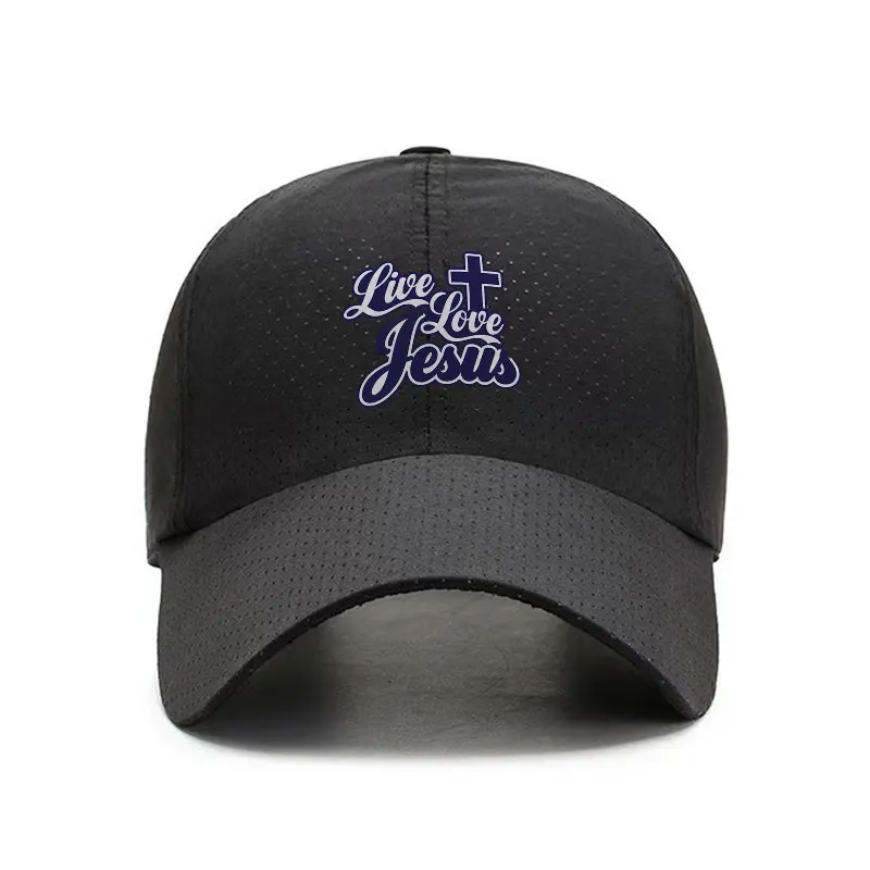 Live Love Jesus Cross Quick Dry Baseball Cap Adjustable Lightweight Breathable Hat for Outdoor Church Daily Wear Gifts