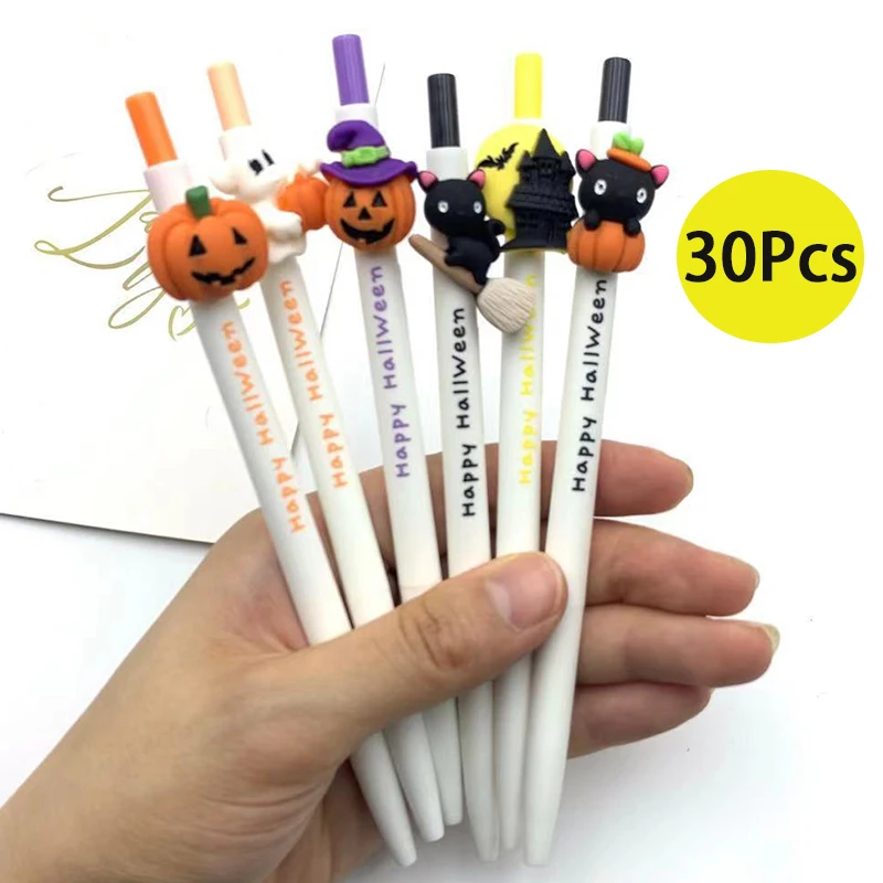 

30Pcs Halloween Neutral Pens Cute Pumpkin Ghost Gel Pen 0.5mm Black Ink School Stationery Holiday Gifts Gel Pens