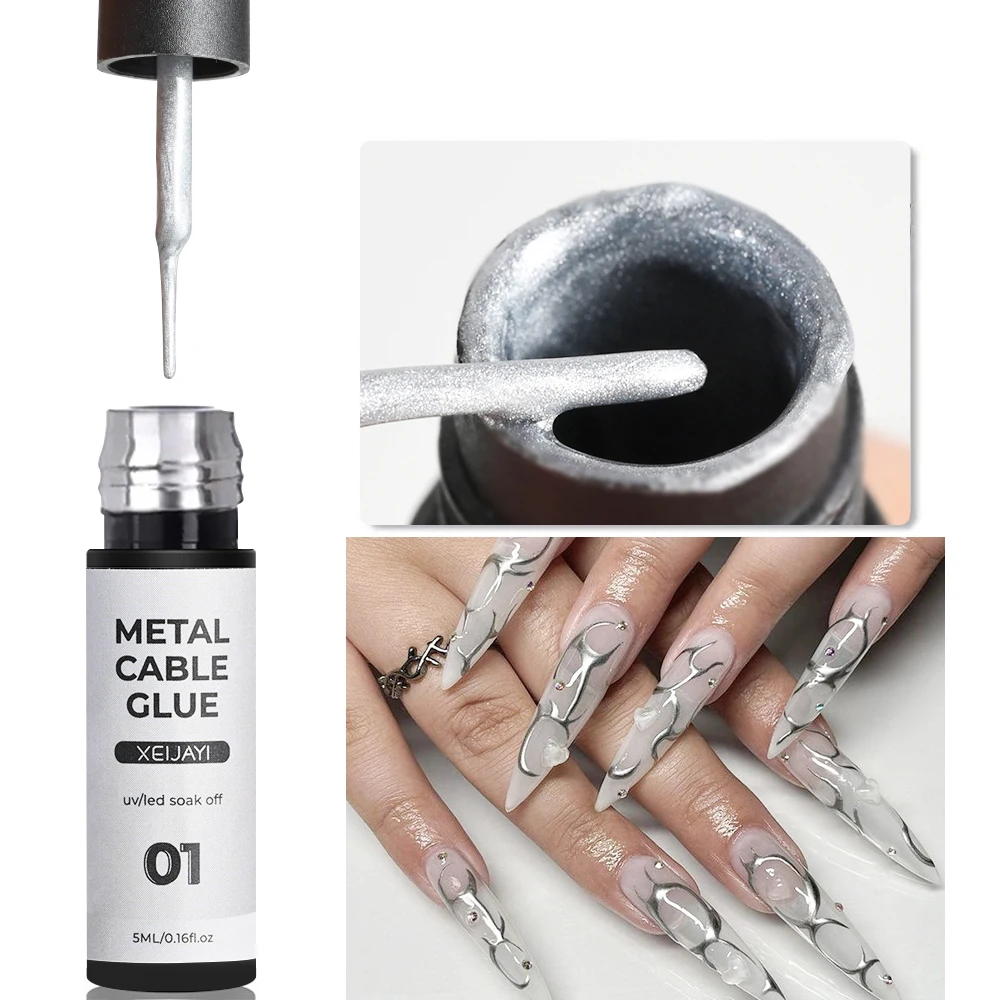 5ML Metallic Liner Painting Gel Nail Polish Super Bright Mirror Silver/Gold/Rose Gold French Drawing Nail Gel Manicure Varnish*&