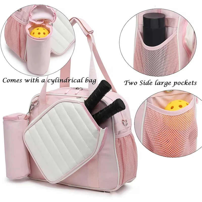 Jusenda Single-Shoulder Pickleball Racket Bag for Two Rackets Macaron Colours Woman Girls