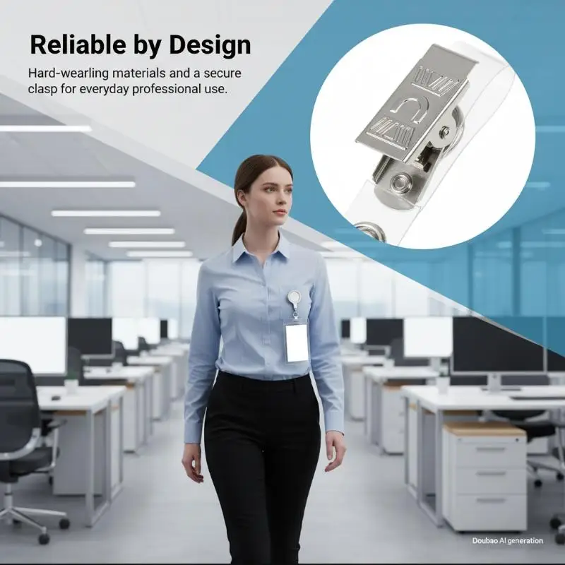 5PCS Name Tag ID Card Holder with Badge Strap Clip for Employee Robust Badge Holder for Hospital Staff Office School Events