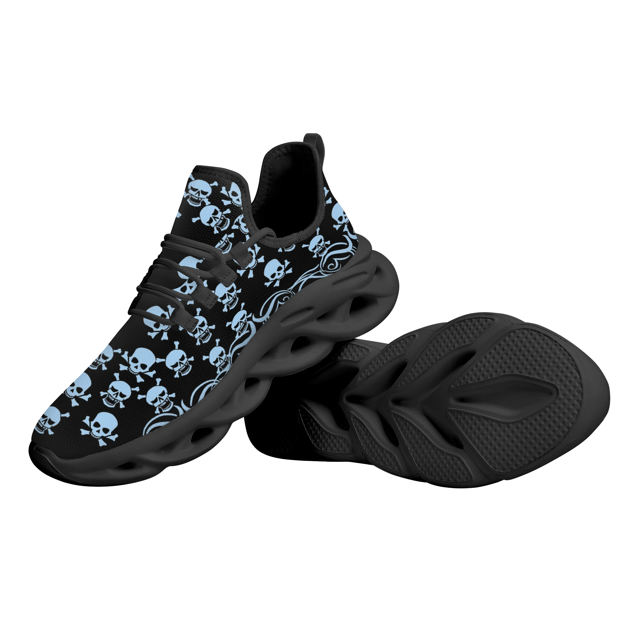 INSTANTARTS New Women Chunky Sneakers Cute Blue Skulls Platform Shoes Comfortable Women's Vulcanized Sneakers Zapatos De Mujer