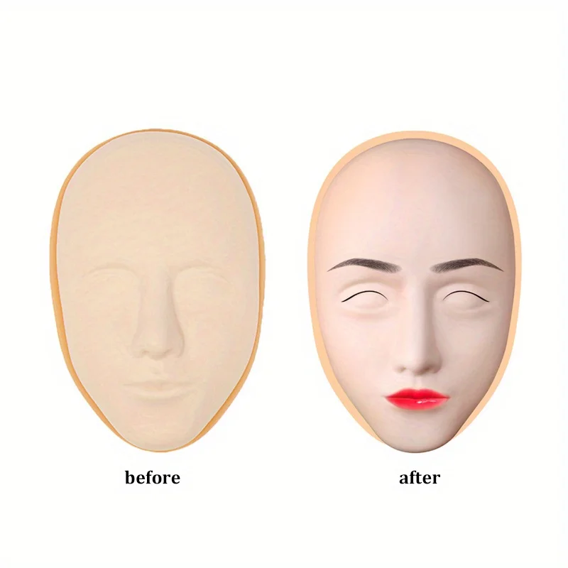 Facial Tattoo Training Head Silicone Practice Permanent Makeup Face Lip Eyebrow Tattoo Skin Mannequin Doll Face Head 1pcs/2pcs