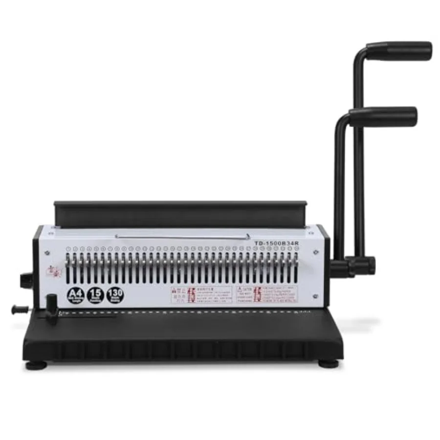 

1500B34R Convenient Wire Binding Tools Punch 15 Sheets/Bind 130 Sheets Modern Commercial Binding Machine for Home and Office