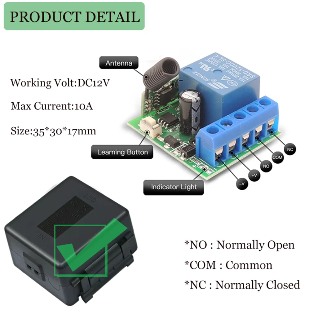 433mhz Rf Transmitter And Receiver Module DC 12v 1Channel Remote Control Switch Wireless Switch Remote Control 433mhz