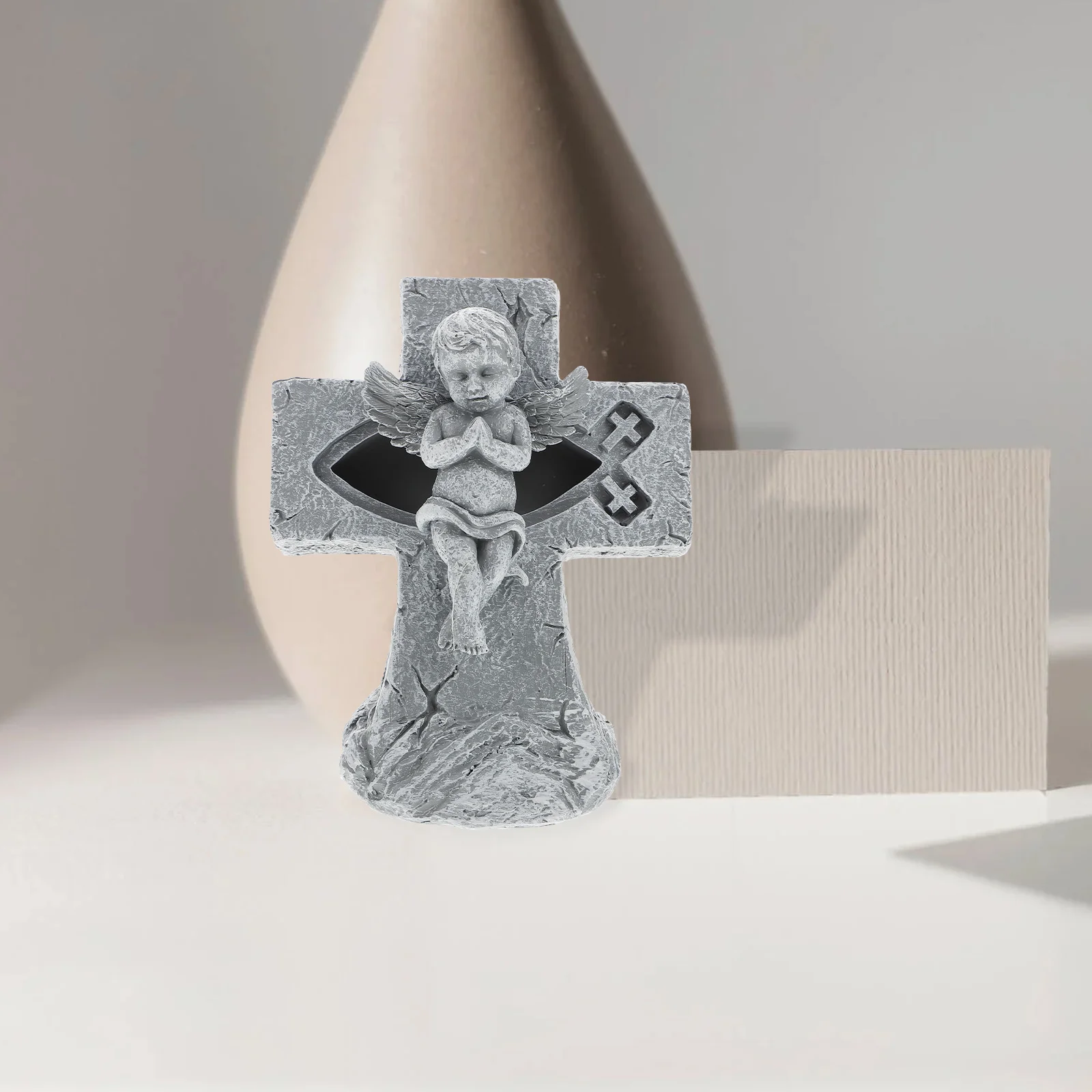 

Cross Shaped Resin Crafts Decoration Storage Box Compact Size Wear Resistance Breakproof Religious Home naments