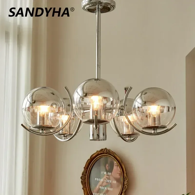 

SANDYHA Modern Ceiling Chandelier Glass Ball Pendant Lights Led Lamps for Living Room Dining Table Lighting Bedroom Decoration