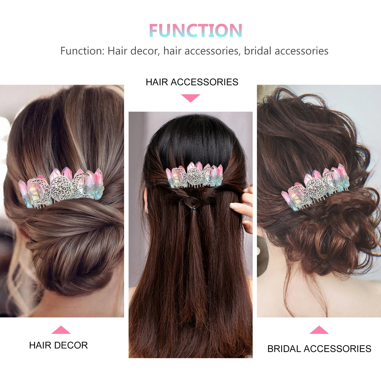 

Crystal H made Comb 20 Tooth Zinc Alloy Copper Wire Beautiful Color Long Lasting Gloss Women Hair Decor Accessory Versatile