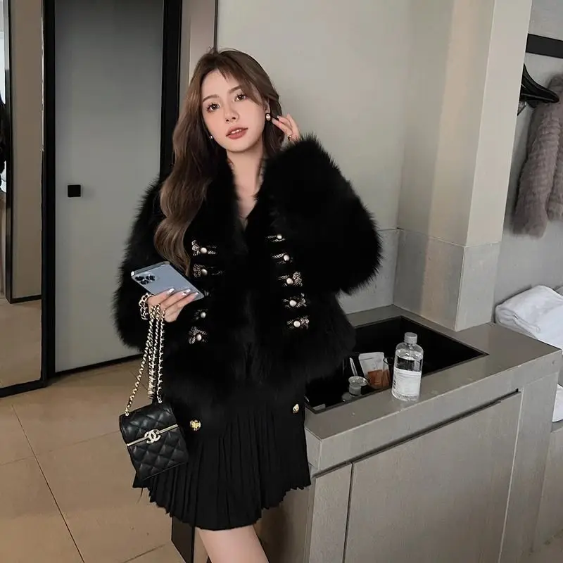 معطف الفرو سترة المرأة المألوف الخريف والشتاء جديد البنطال القصير النسخة الكورية مزاجه فضفاض دافئ