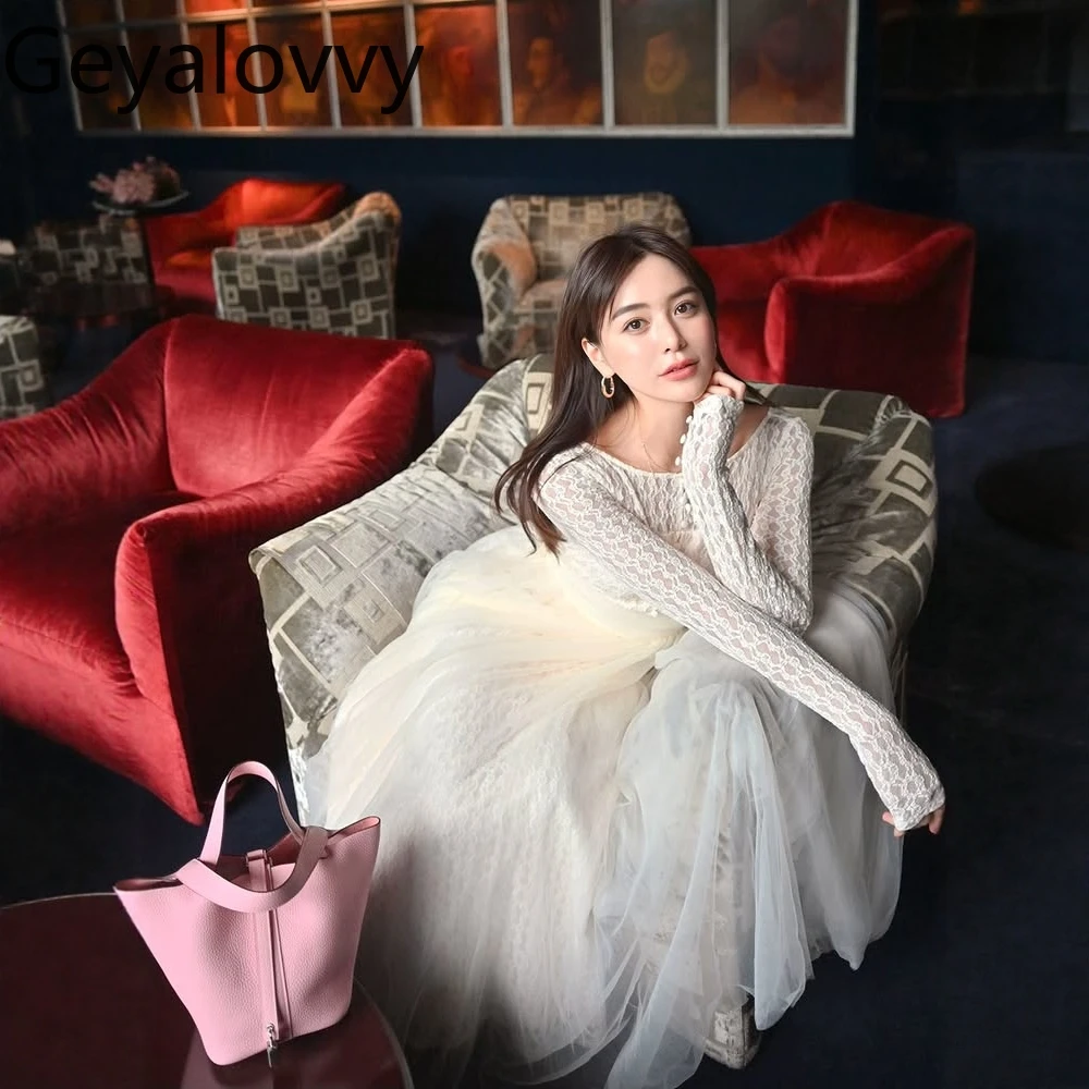 Estilo japonês moda pesado rendas vestidos longos para mulheres primavera outono retalhos senhora manga longa elegante vestido formal femme