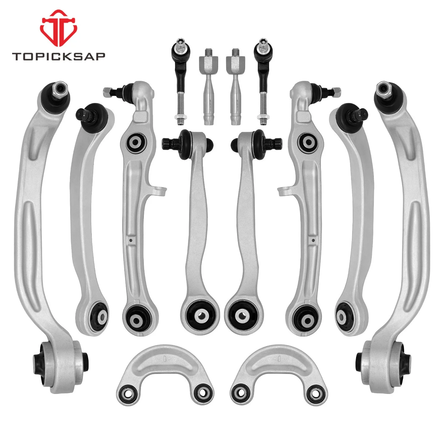 

TOPICKSAP 14Pcs Front Lower Upper Control Arm w/Ball Joint Sway Bar Tie Rod for Bentley Continental 2004-2018