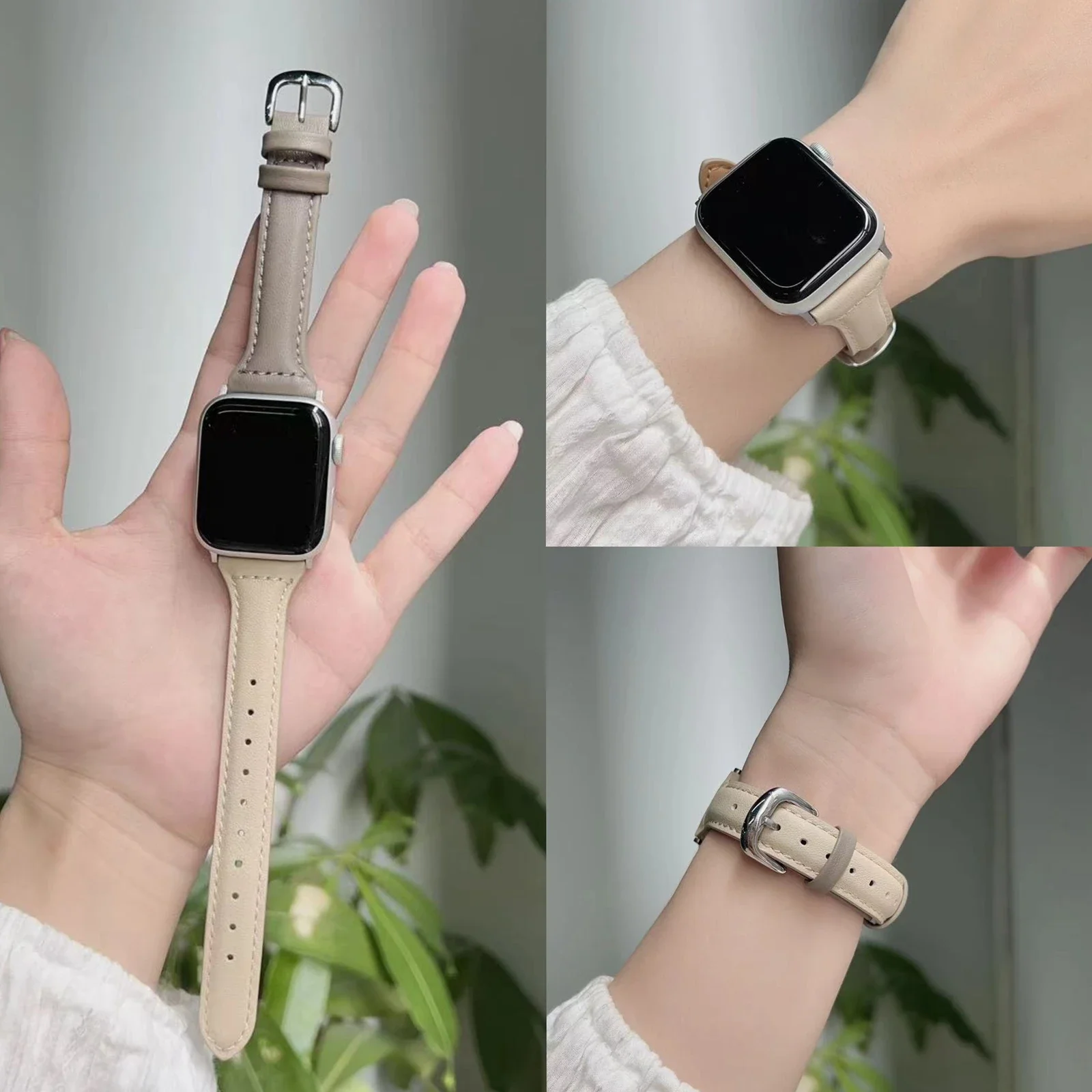優れたレザーループ Apple Watch バンド女性シリーズ 10/9/8/7/6/5/4/3/2/38 ミリメートル 40 ミリメートル 41 ミリメートル 42 ミリメートル 44 ミリメートル 45 ミリメートル 46 ミリメートルストラップ