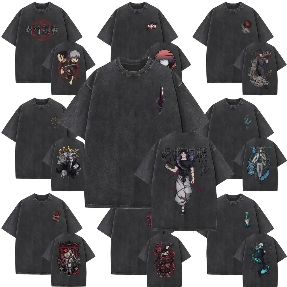 

Washed Vintage Men Women Anime Jujutsu Kaisen Fushiguro Toji Graphic T-shirts Men's Manga Fashion T-shirt Male Oversized T Shirt
