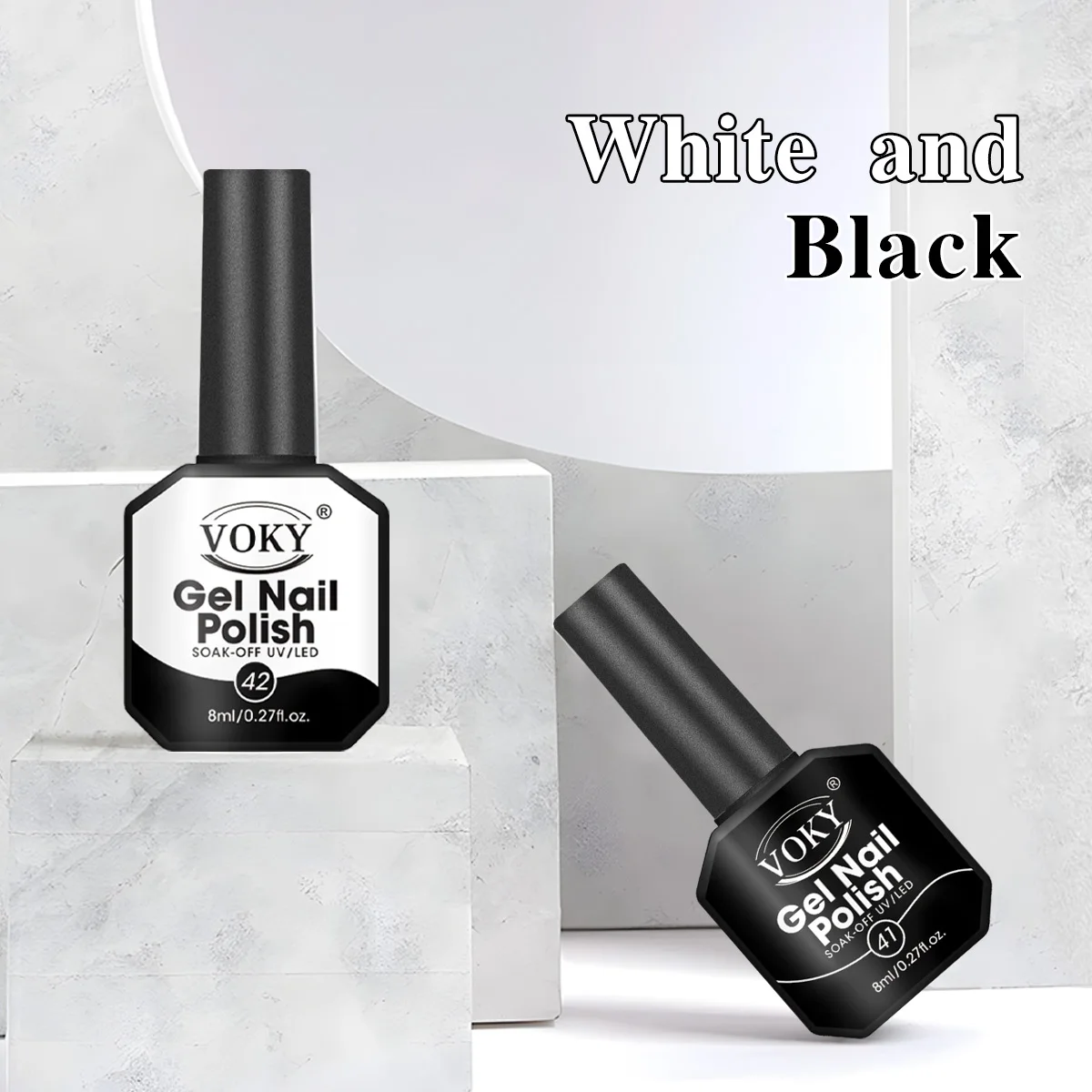 طلاء أظافر جل VOKY 2PCS 8 مل، مجموعة أبيض وأسود، صالون الاستحمام، الاستخدام العائلي، هدية فنية للأظافر DIY، مناسبة للفتيات #4