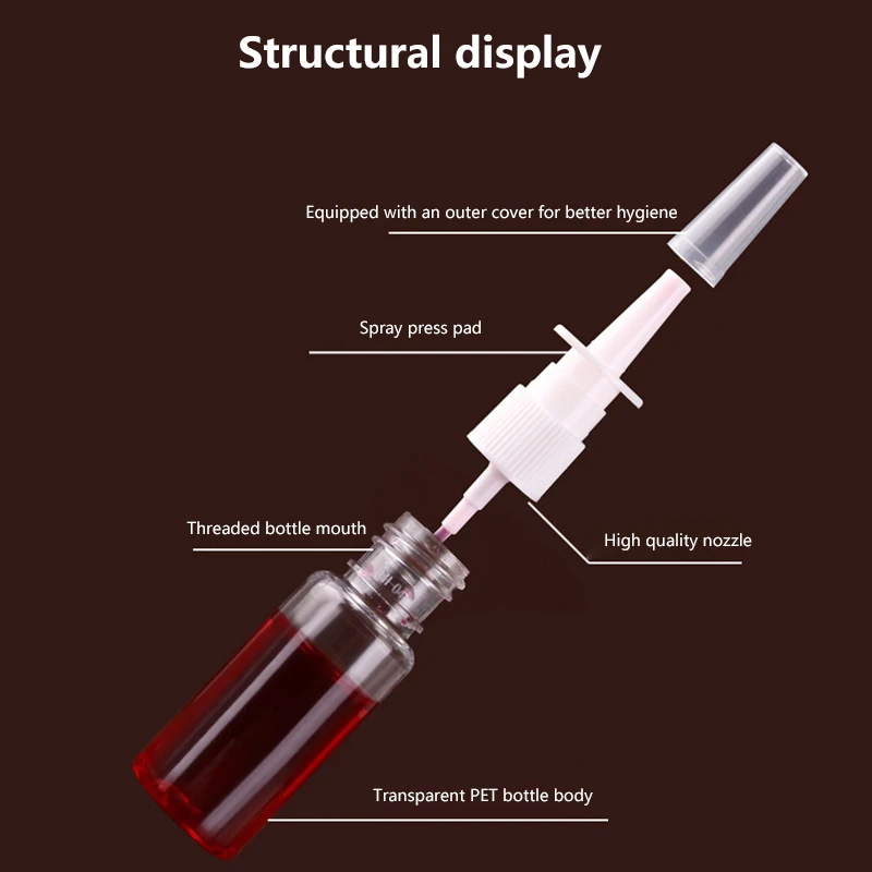 5 pz 5/10/20/30/50 ml Bianco Vuoto Bottiglie di Plastica Spray Nasale Pompa Spruzzatore Nebbia Naso Spray Bottiglia Riutilizzabile Per Medico Packagin