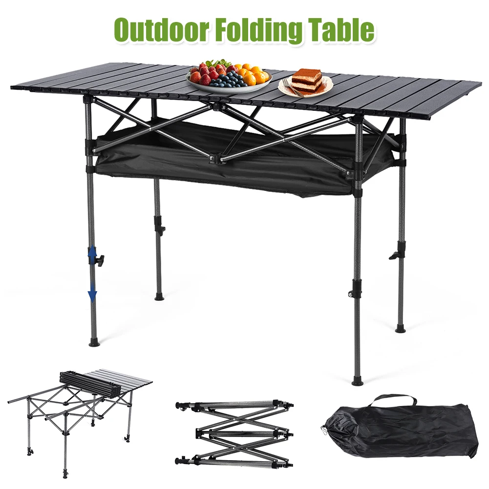 

Outdoor Folding Table Lightweight Camping Lifting Table Large Capacity Ultralight Dinner Desk for Picnic Camping Trip Beach BBQ