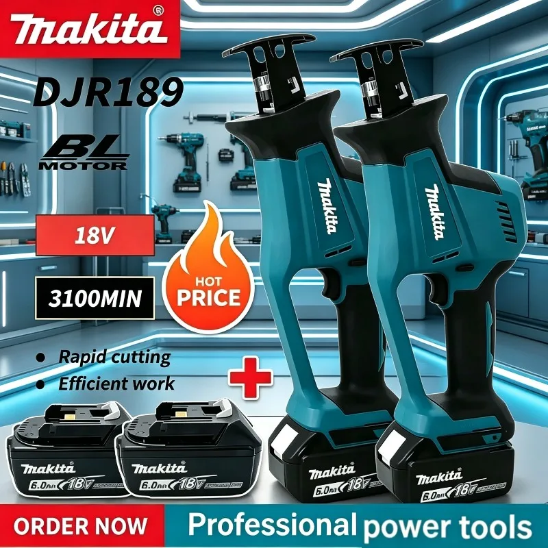 

Portable Saw 18V Power Tool, Makita DJR189 Brushless Rechargeable Wood Metal Cutting Saw Cordless Electric Reciprocating Saw