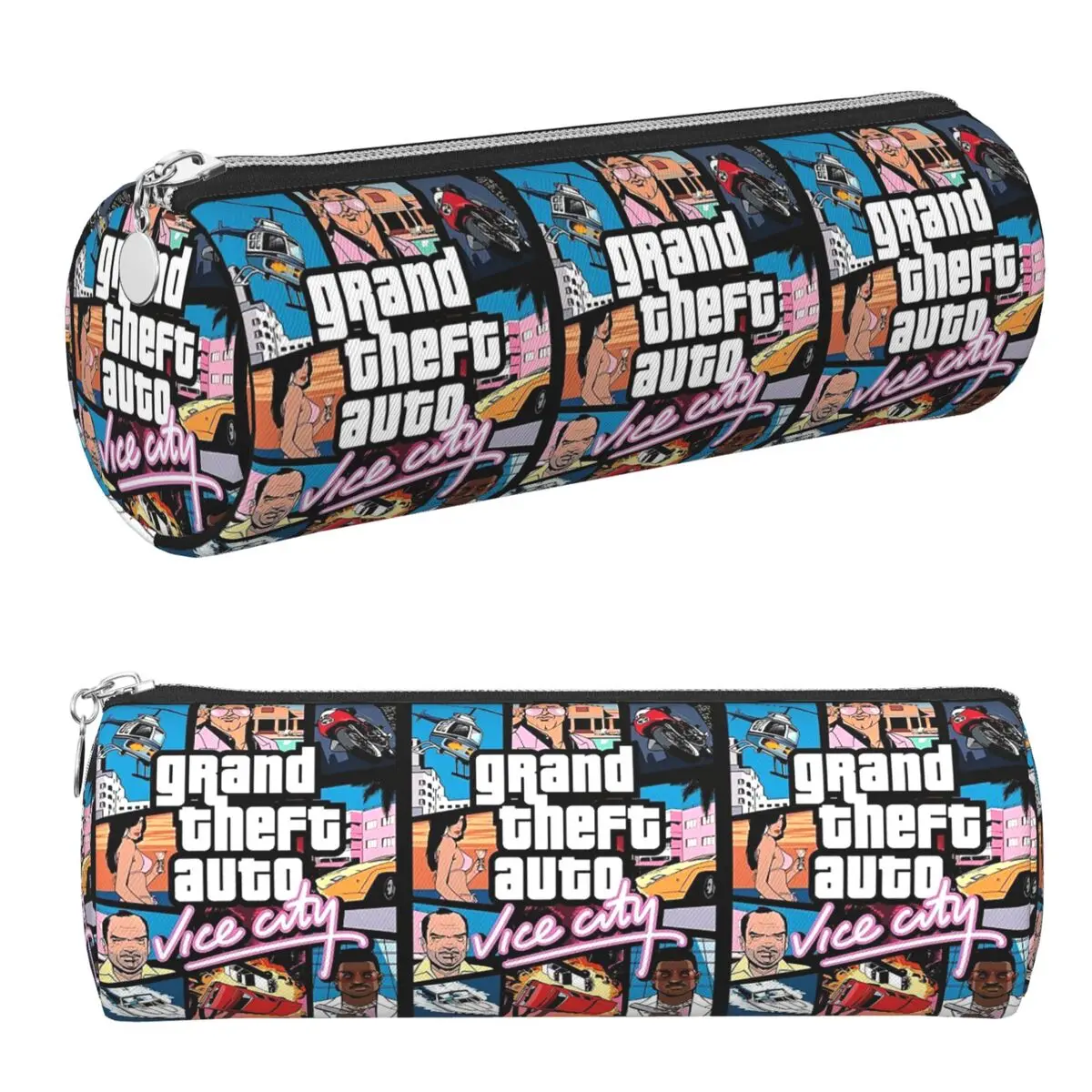Estojo de Lápis Gta Vice City, Porta Canetas, Caixa Cilíndrica para Lápis, Bolsa de Lápis para Crianças, Material Escolar
