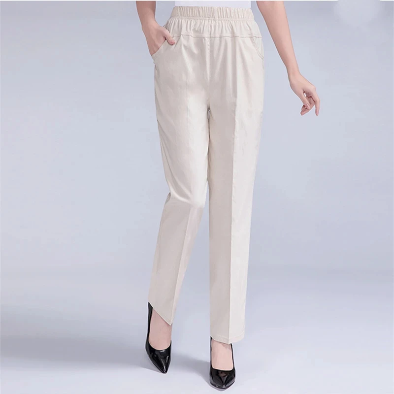 

new spring and summer Fashion casual plus size elastic loose brand middle aged female women pants trousers