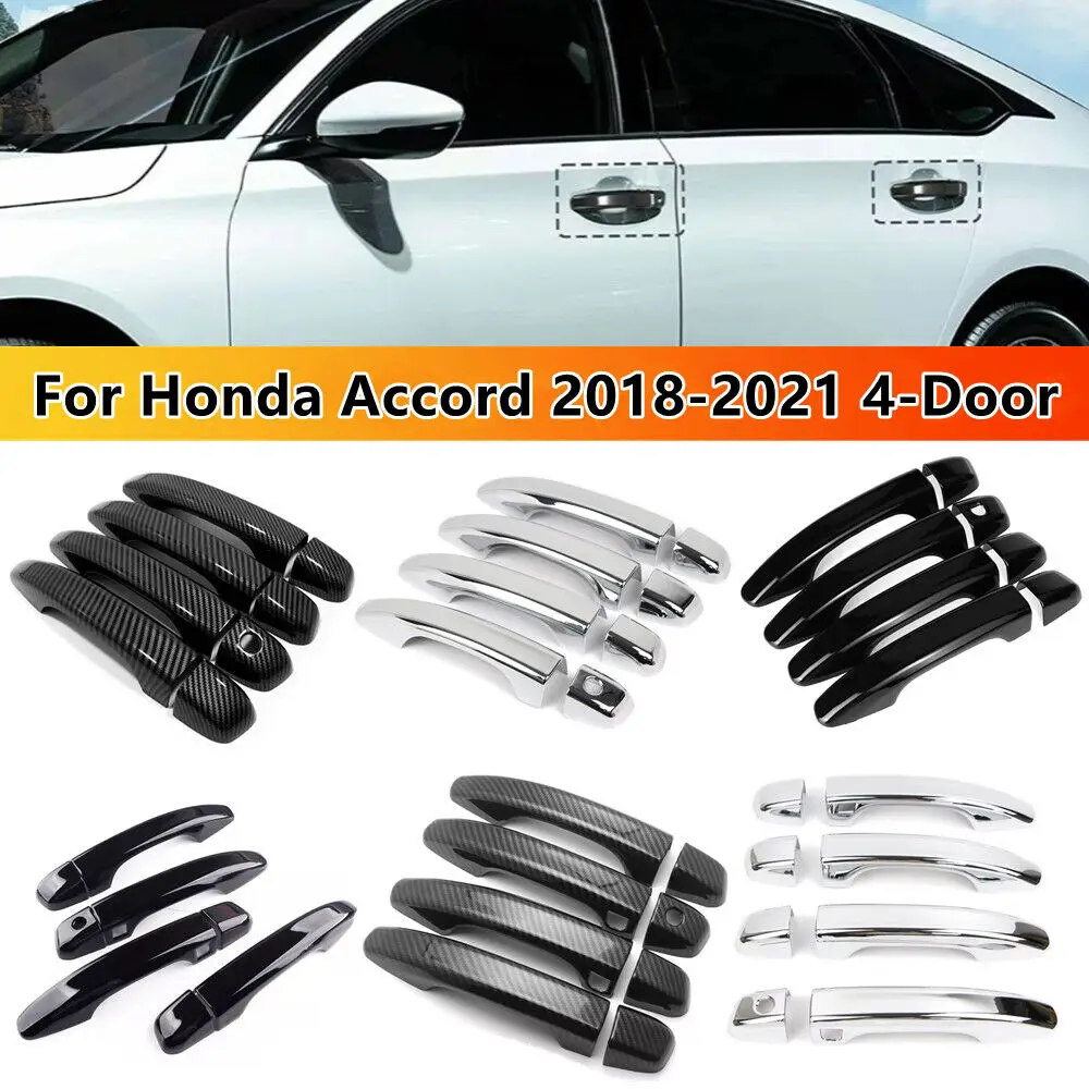 8Pcs/Set For Honda Accord 4-Door 2018-2021 ABS Plastic Door Handle Cover Moulding Decoration Trim Scratch Resistant Accessories