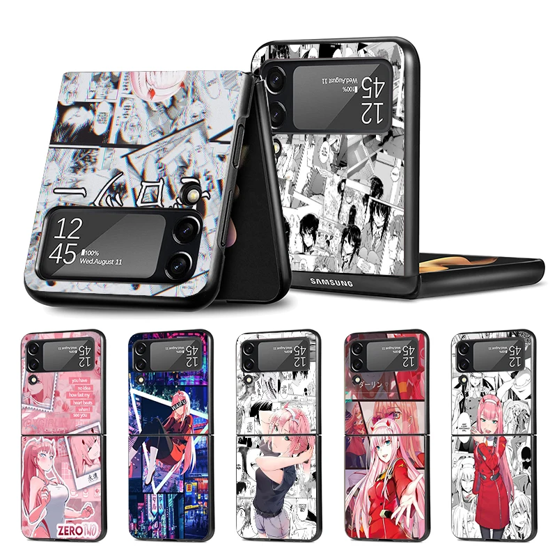 Darling In The FranXX Anime Z Flip 6 Phnoe Case For Samsung Z Flip 6 5 4 5G Black Hard Shell Galaxy ZFlip4 ZFlip5 ZFlip6 ZFlip3 