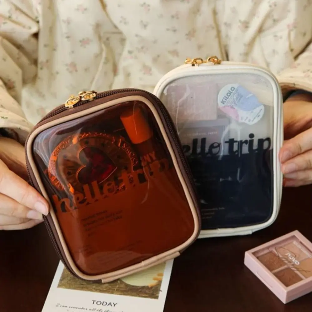 Mini bolsa de maquiagem formal de alta qualidade, transparente, portátil, organizador de cosméticos, leve, fofa, bolsa de moedas, armazenamento de batom