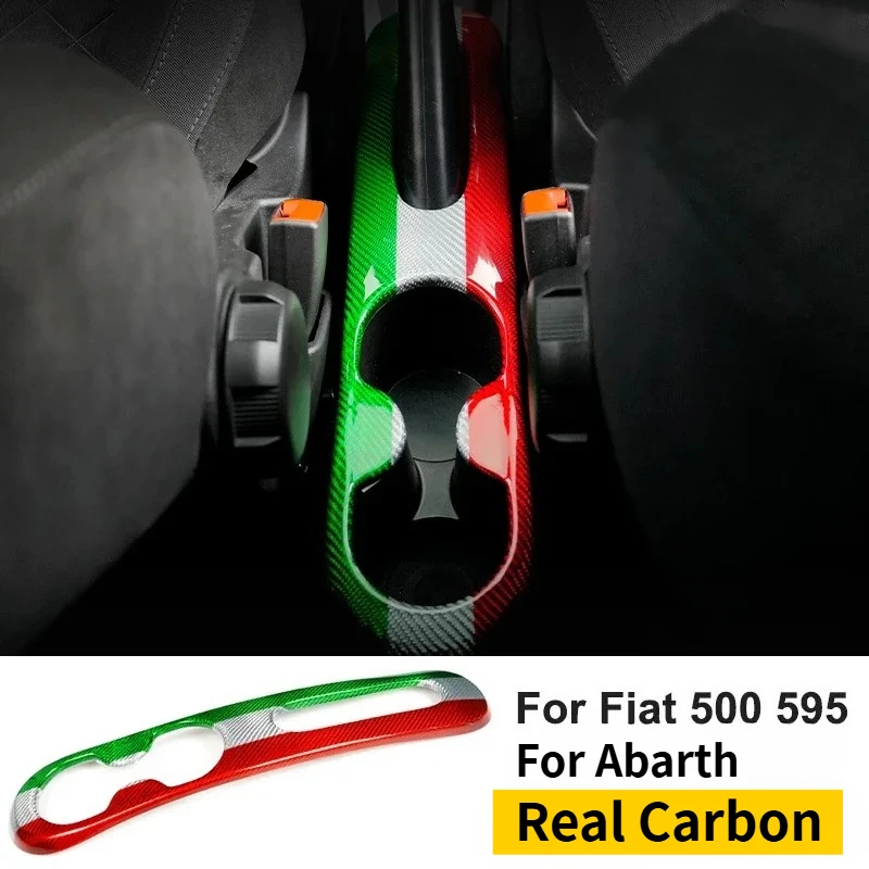 

For Fiat 500 595 For Abarth Real Carbon Fiber 2016+ Gear Shift Panel Cover Decorative Sticker Interior Modification Accessories