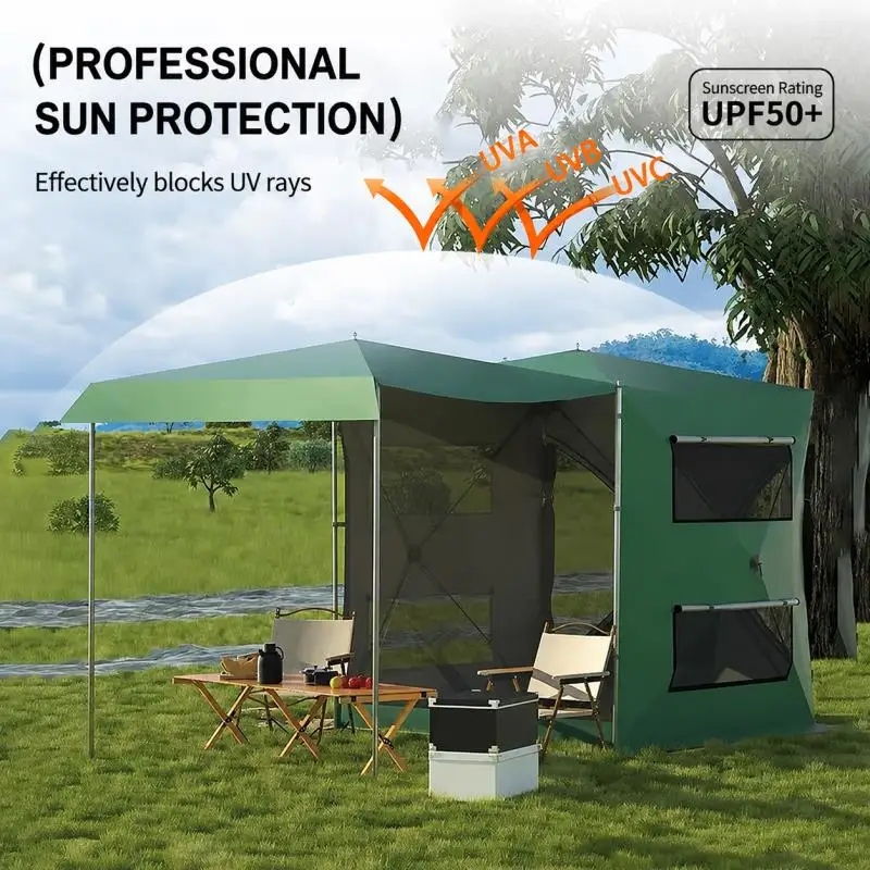 Self-Pop Up SUV Tailgate Tent - Waterproof Double-Skin Car Camping Shed with Waterproof Cover and Support Rods