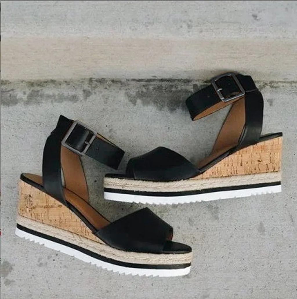 Summer Platform Sandals Women Peep Toe High Wedges Heel Ankle Buckles Sandalia Espadrilles Female Sandals Shoes 2024 Hot Sale