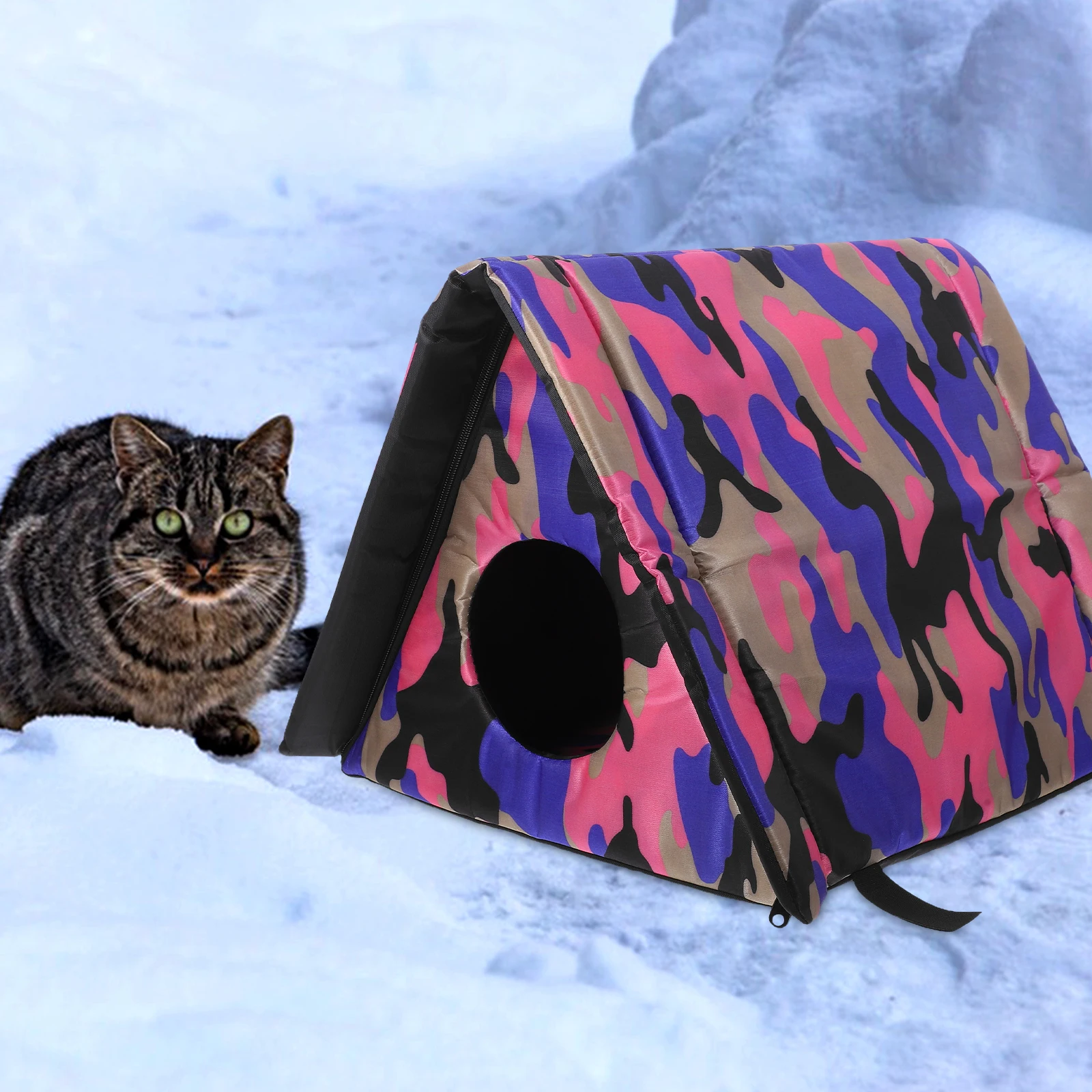 

Outdoor Cat Cathouses for Weatherproof Closed Cats Hut Cloth Beds Insulated