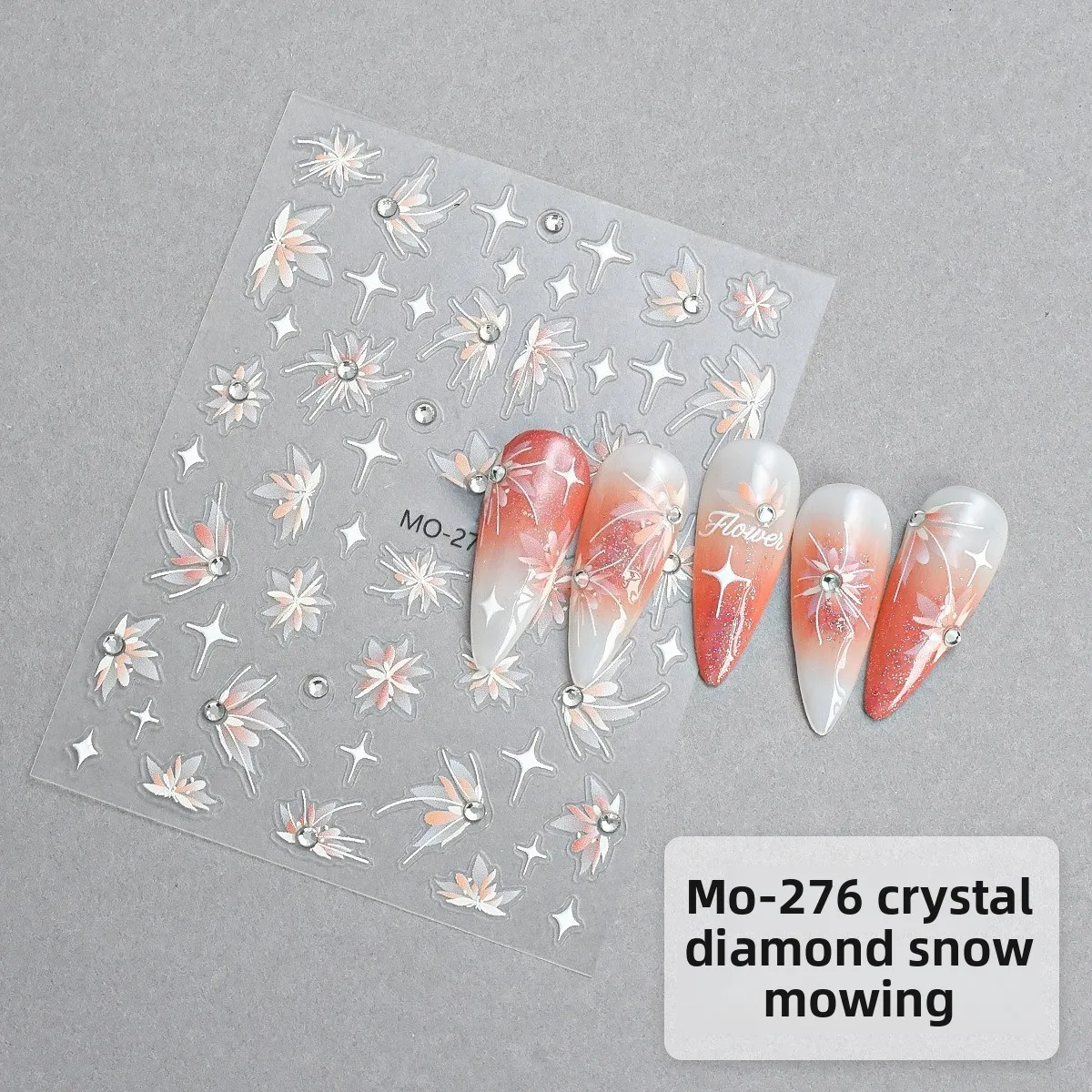 

Snow Mowing Grass White Blossom Flowers Nails Stickers Decorations For Manicure 5D Embossed Nail Art Decals Diamonds Studs