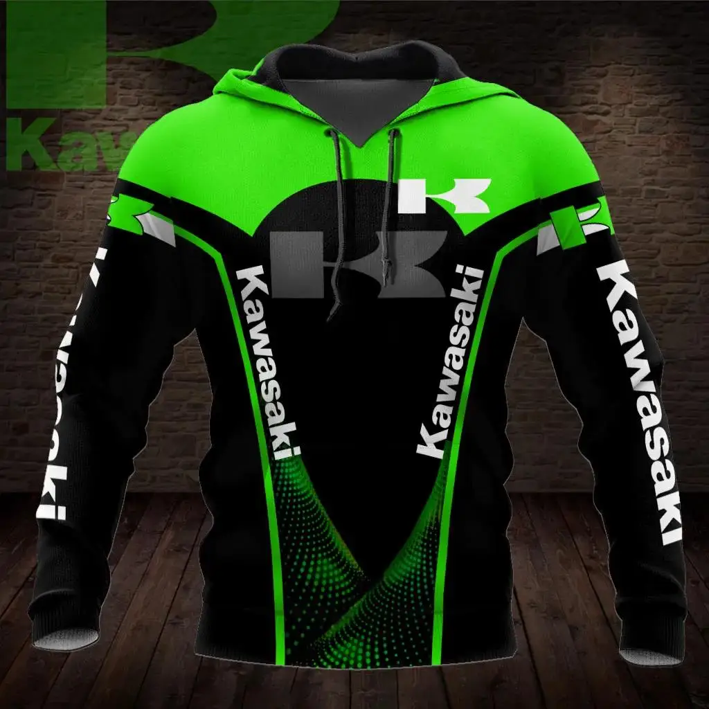 

2025 Men's Pullover Sweatshirt Hoodie Kawasaki Motorcycle Uniform Outdoor Street Extreme Sports Cycling Jersey Men Clothes