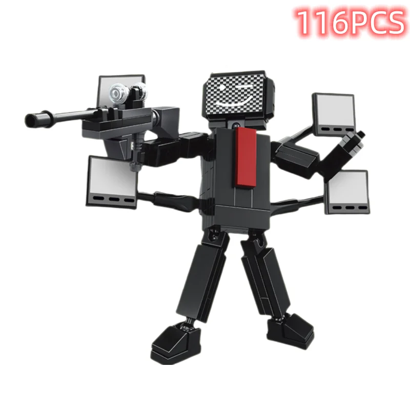 Skibidi Toilet Surveillance Man TV Compatible Building Blocks Mini Model Action Figures Toys Christmas Halloween Birthday Gift