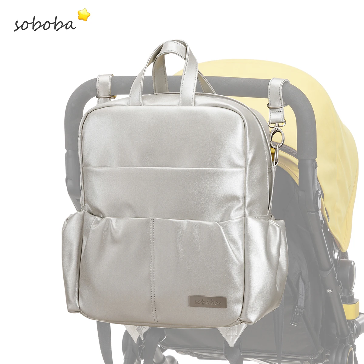 حقيبة حفاضات لحديثي الولادة ، سعة كبيرة ، مقاومة للماء ، صلبة ، بحزامتين ، تصميم جديد #4