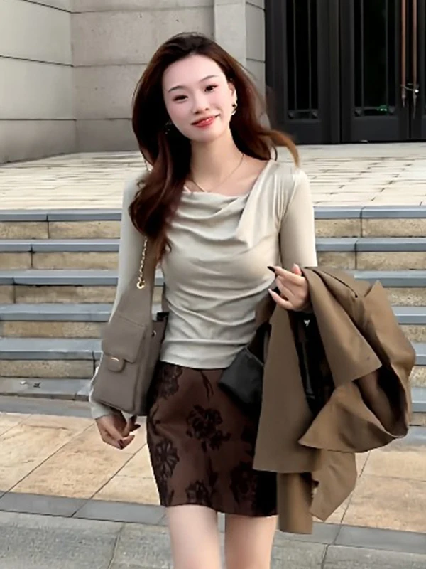 

Slim Fit Long Sve T-irt Women's Spring 2026 New Sle Base irt Inner Wear Casual Comfortable Breathable Simple Sle