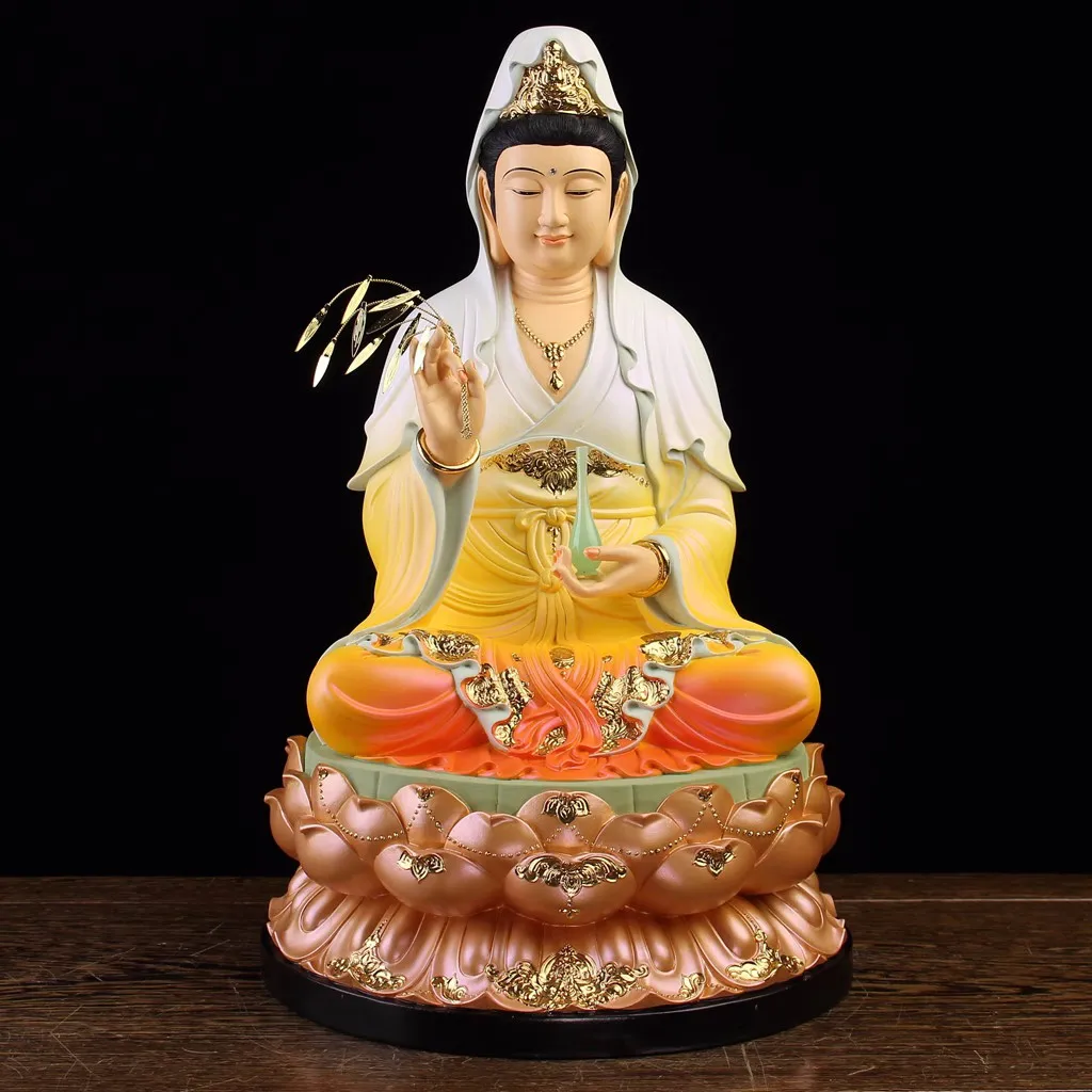 4PCS Shakyamuni Guanyin ksitigarbha Bodhisattva Maitreya Wealth God buddha statue HOME Exorcism GOOD LUCK safety