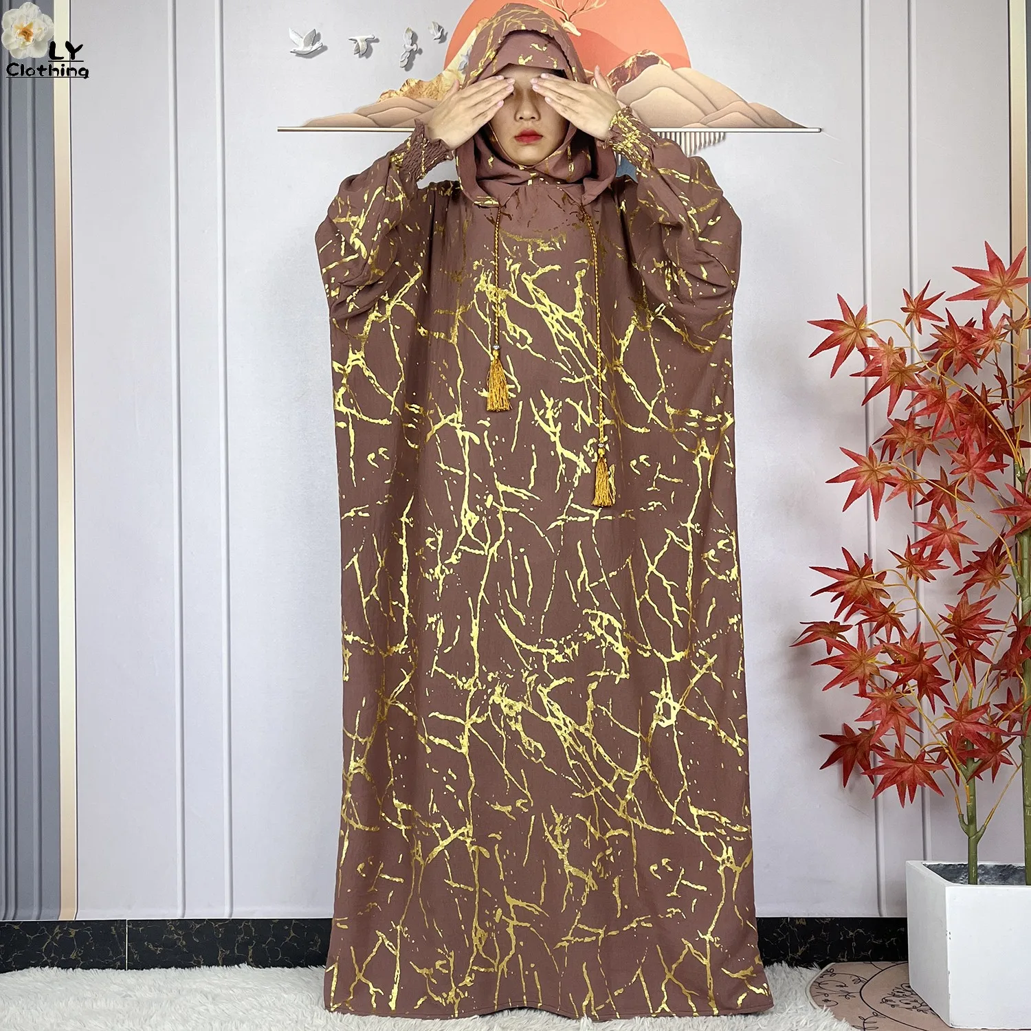 New Ramadan Muslim Woman Prayer Clothes Double Hoods Abaya Cotton Dresses Loose Women Dress Kaftan Dubai Turkey Islam Clothing