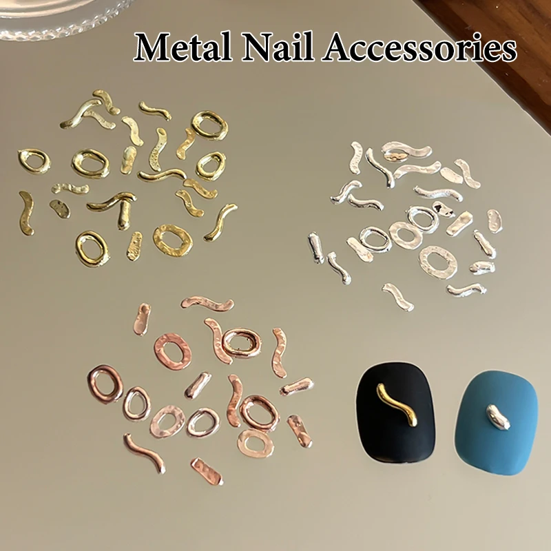 20 pezzi di ciondoli per nail art intrecciati barocchi, gioielli in metallo irregolari, fondo piatto, accessori ovali a forma cava per unghie creative