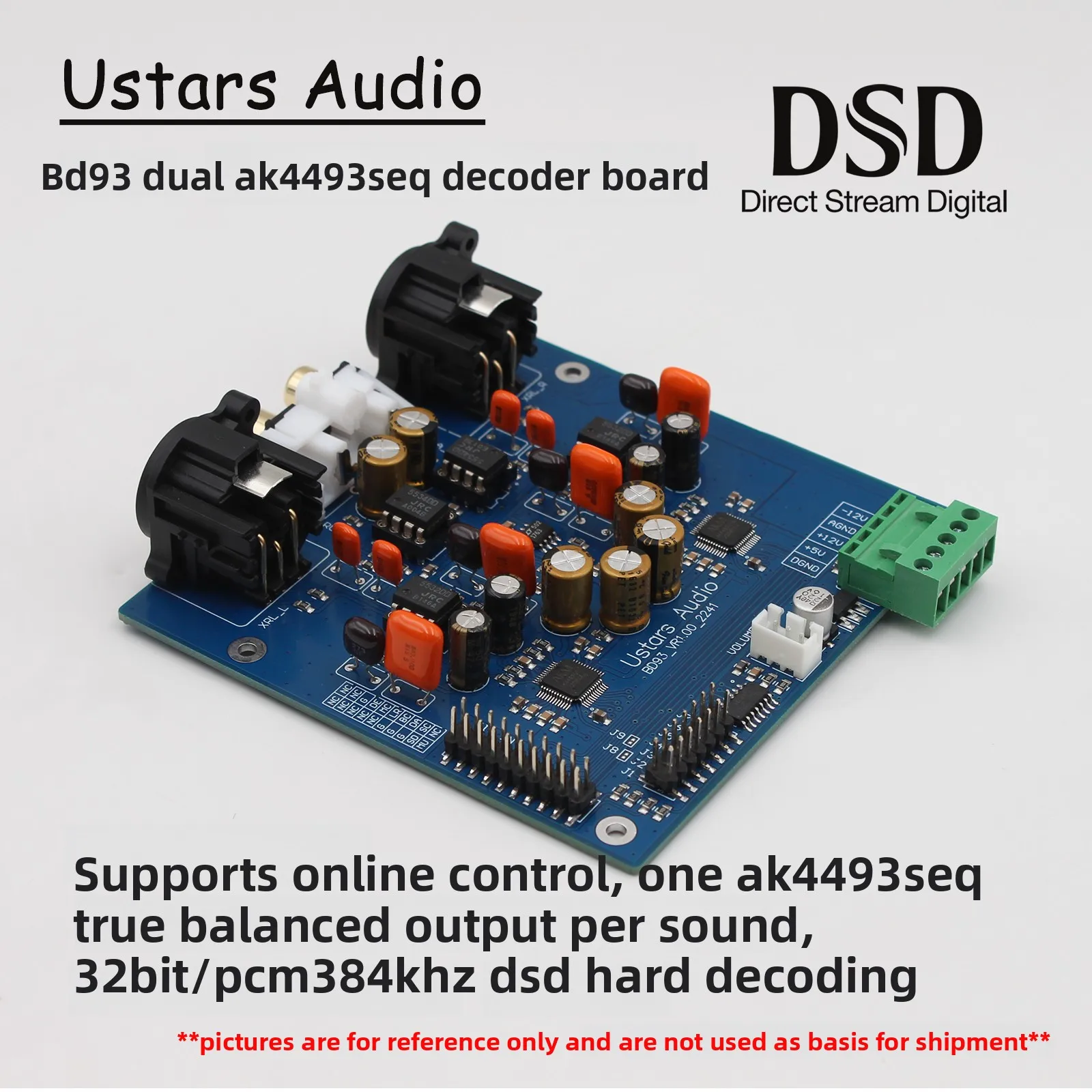 

Комплект аудиофильского Hi-Fi декодера BD93 Dual AK4493 SEQ DAC, жесткое декодирование DSD, программное управление, плата декодера