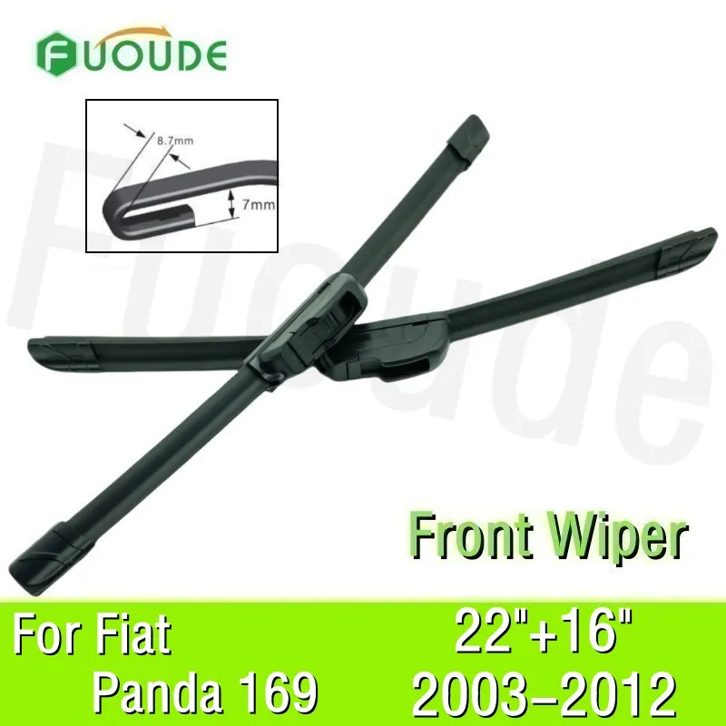 

Wiper Blade For Fiat Panda 169 22"+16" Car Windshield Windscreen Rubber 2012 2011 2010 2009 2008 2007 2006 2004 2003