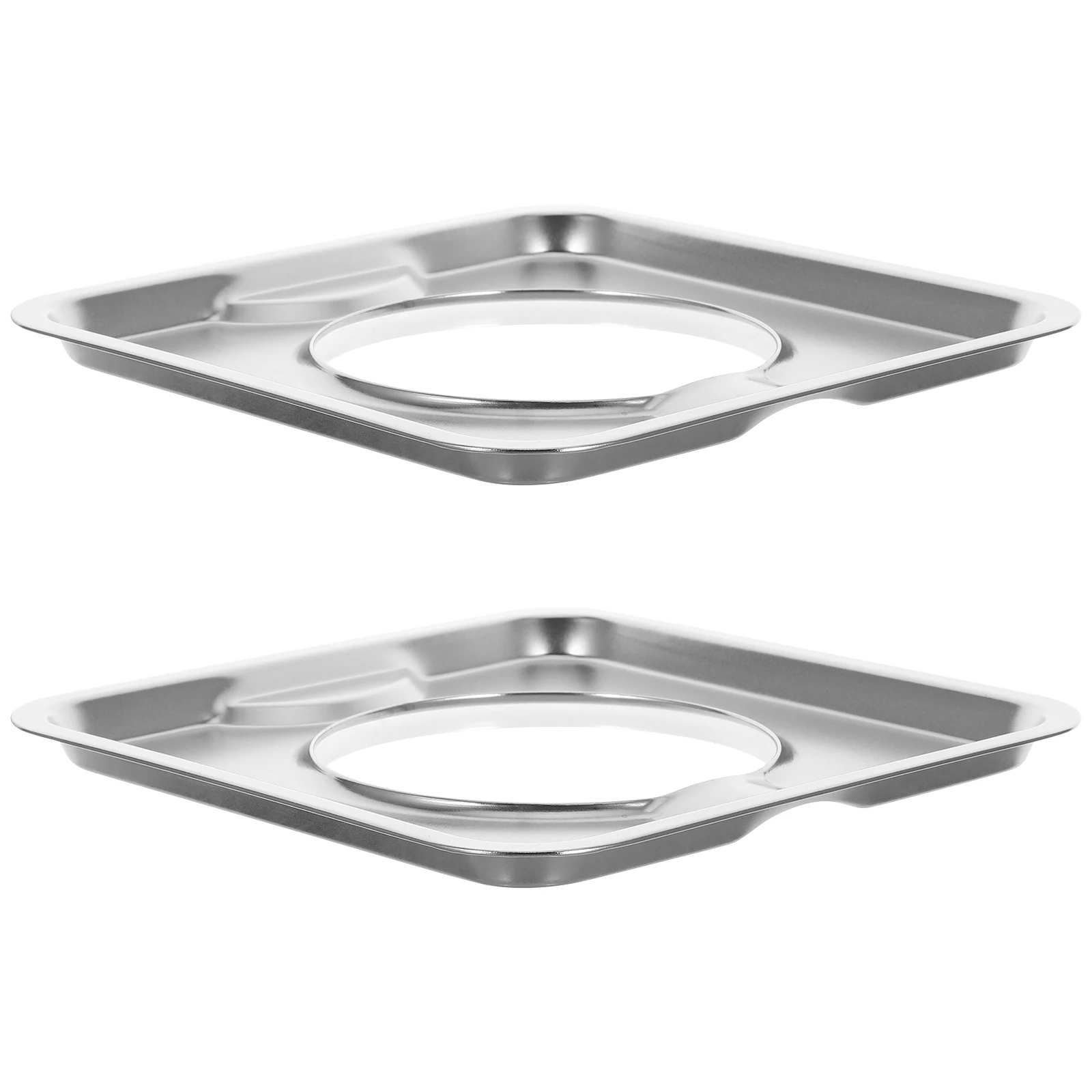 

2pcs Square Gas Stove Drip Pan Heavy Duty Stainless Steel Oil Splatter Prevention Heat Resistant Large Coverage Removable Stove