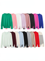 Women's Basic Plain Knit Sweater O-Neck Long Sleeves Buttons Decorate Pullover Jumper Casual High-Stretch Female Bottoming Shirt