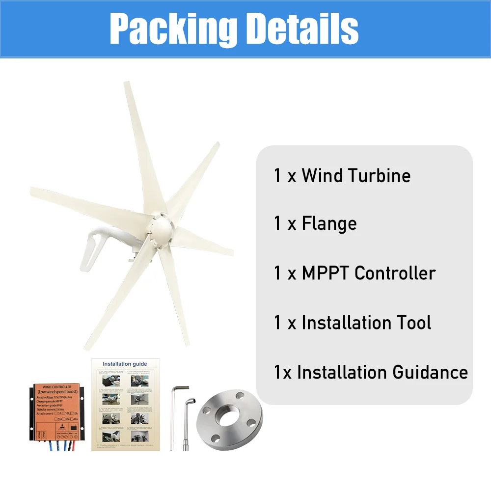 Imagem -06 - Gerador de Turbina Eólica com Controlador Mppt Eletrodoméstico Camping Gerador de Energia Livre Moinho de Vento 12v 24v 600w 800w kw